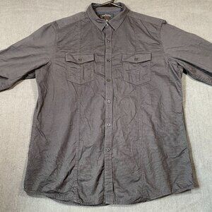 Marc Anthony Slim Fit Long Sleeve Button-Up Shirt Cotton Charcoal Gray Mens L